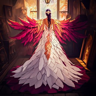 Frostmajolica style, Midjourney V6.1: haute-couture fashion outfit