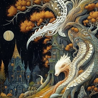 Beamgold Terraforms style, Midjourney V6.1: retro fairy-tale illustration