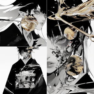 Blackrock Occlusion style, Midjourney V6.1: black-and-white manga comic strip