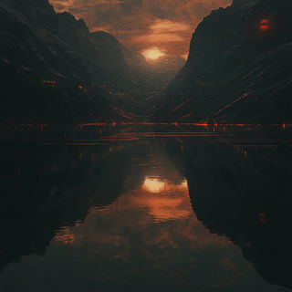 Giltedge Impasto style, Midjourney V6.1: realistic landscape photograph of quiet dawn