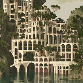 Needlepoint Megacity style, Midjourney V6.1: megacity with futuristic bioarchitecture