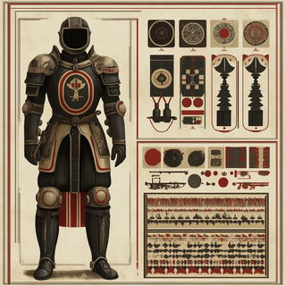 Needlepoint Megacity style, Midjourney V6.1: concept art character design of retropunk steam knight