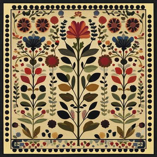 Needlepoint Megacity style, Midjourney V6.1: traditional folk art