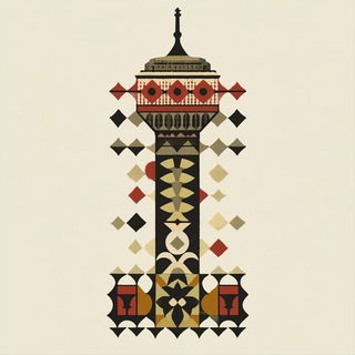 Needlepoint Megacity style, Midjourney V6.1: bold minimalist logo design for Istanbul city municipal services