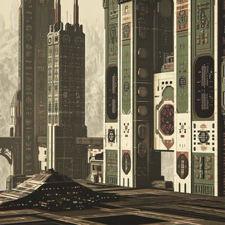 Needlepoint Megacity style, Midjourney V6.1: cinematic shot from sci-fi movie