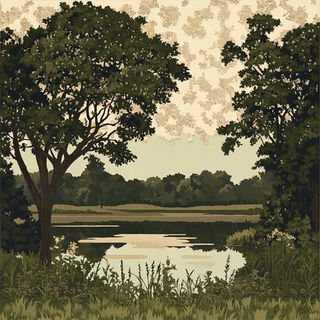 Needlepoint Megacity style, Midjourney V6.1: realistic landscape photograph of quiet dawn