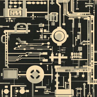 Needlepoint Megacity style, Midjourney V6.1: technical infrastructure blueprint schematics