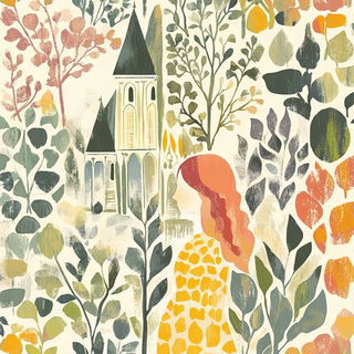 Cumularch style, Midjourney V6.1: retro fairy-tale illustration