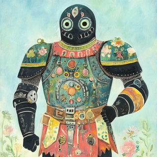 Hingebone Binding style, Midjourney V6.1: concept art character design of retropunk steam knight