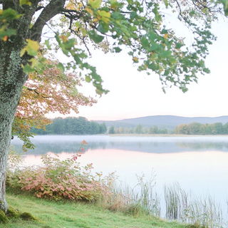 Hingebone Binding style, Midjourney V6.1: realistic landscape photograph of quiet dawn