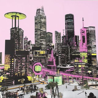 Gorgeglyph style, Midjourney V6.1: megacity with futuristic bioarchitecture