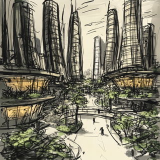 Acid Flora Assembly style, Midjourney V6.1: megacity with futuristic bioarchitecture