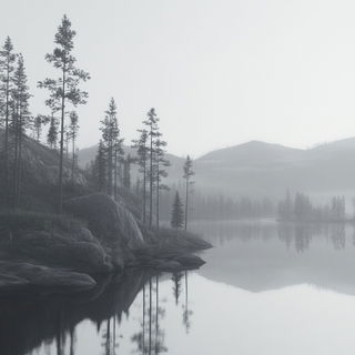 Calcite Foliate style, Midjourney V6.1: realistic landscape photograph of quiet dawn