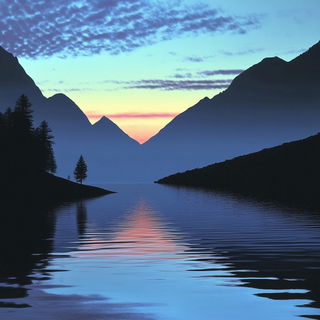 Portraiturelli style, Midjourney V6.1: realistic landscape photograph of quiet dawn