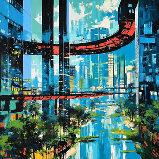 Cloakbird Dovetail style, Midjourney V6.1: megacity with futuristic bioarchitecture