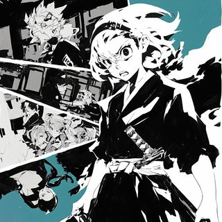 Cloakbird Dovetail style, Midjourney V6.1: black-and-white manga comic strip