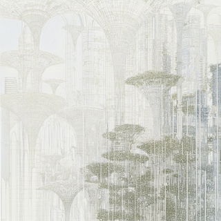 Tessellated Torrentism style, Midjourney V6.1: megacity with futuristic bioarchitecture
