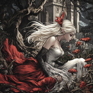 Mythprint style, Midjourney V6.1: retro fairy-tale illustration