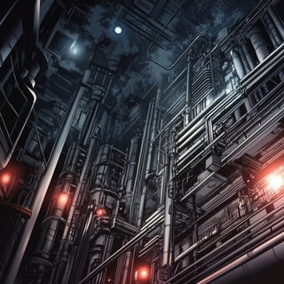 Mythprint style, Midjourney V6.1: technical infrastructure blueprint schematics