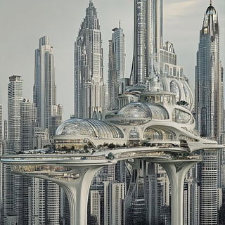 Portalbrick style, Midjourney V6.1: megacity with futuristic bioarchitecture