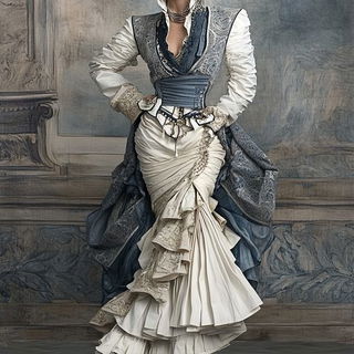 Portalbrick style, Midjourney V6.1: haute-couture fashion outfit