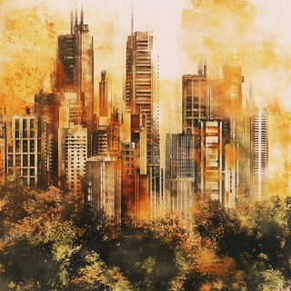 Folklorewash style, Midjourney V6.1: megacity with futuristic bioarchitecture