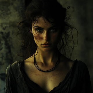 Scale Breach style, Midjourney V6.1: photographic portrait of female protagonist