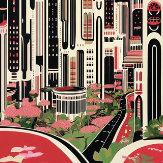 Atelier Zaffruna style, Midjourney V6.1: megacity with futuristic bioarchitecture