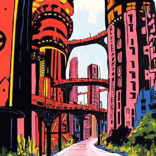 Kimono Prismatics style, Midjourney V6.1: megacity with futuristic bioarchitecture