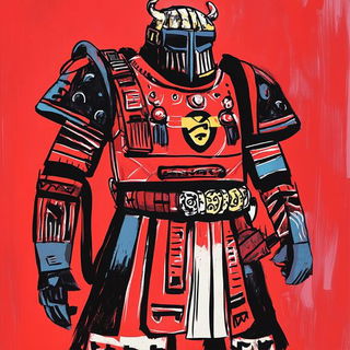 Kimono Prismatics style, Midjourney V6.1: concept art character design of retropunk steam knight