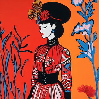 Kimono Prismatics style, Midjourney V6.1: haute-couture fashion outfit