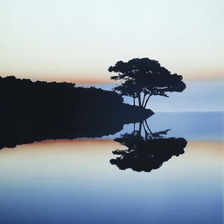 Ruindye style, Midjourney V6.1: realistic landscape photograph of quiet dawn