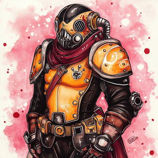 Cloudswitch style, Midjourney V6.1: concept art character design of retropunk steam knight