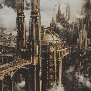 Puppetropolis style, Midjourney V6.1: megacity with futuristic bioarchitecture