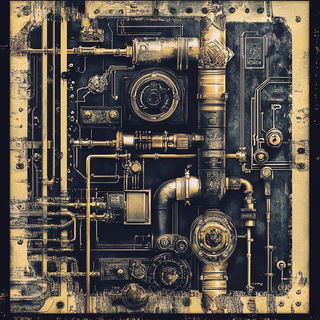 Puppetropolis style, Midjourney V6.1: technical infrastructure blueprint schematics
