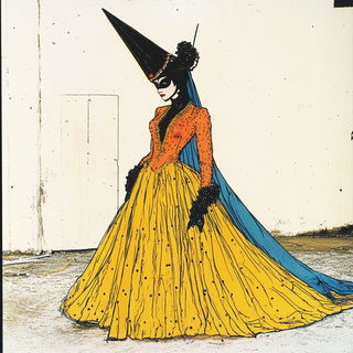 Stratocastellian style, Midjourney V6.1: haute-couture fashion outfit