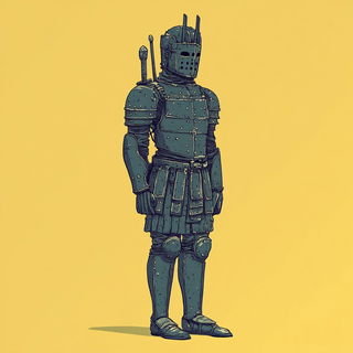 Crosshatch Borough style, Midjourney V6.1: concept art character design of retropunk steam knight