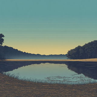 Crosshatch Borough style, Midjourney V6.1: realistic landscape photograph of quiet dawn