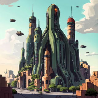 Cobalt Etchedrama style, Midjourney V6.1: megacity with futuristic bioarchitecture