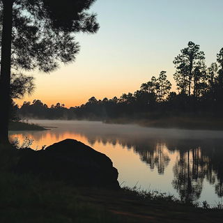 Cobalt Etchedrama style, Midjourney V6.1: realistic landscape photograph of quiet dawn