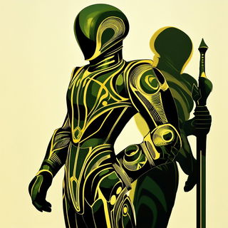 Chromapilgrimage style, Midjourney V6.1: concept art character design of retropunk steam knight