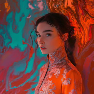 Cinechrome Mechanism style, Midjourney V6.1: photographic portrait of female protagonist