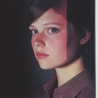 Exodus Pole Graphics style, Midjourney V6.1: photographic portrait of female protagonist
