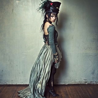 Glaciergarden style, Midjourney V6.1: haute-couture fashion outfit