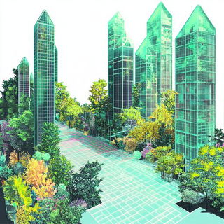 Parallaxagerie style, Midjourney V6.1: megacity with futuristic bioarchitecture