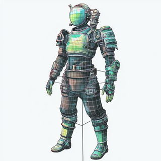 Parallaxagerie style, Midjourney V6.1: concept art character design of retropunk steam knight