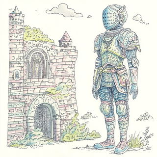 Harbour Hibiscus style, Midjourney V6.1: concept art character design of retropunk steam knight