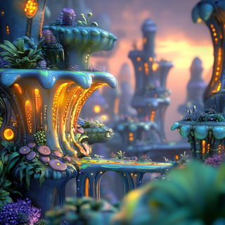Basalt Signalism style, Midjourney V6.1: megacity with futuristic bioarchitecture