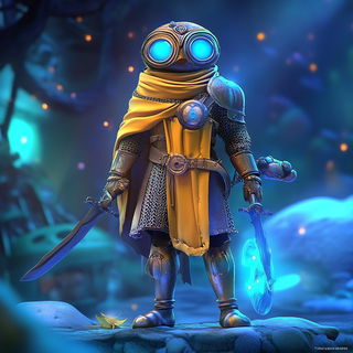 Basalt Signalism style, Midjourney V6.1: concept art character design of retropunk steam knight