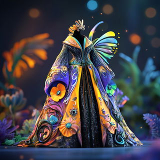 Basalt Signalism style, Midjourney V6.1: haute-couture fashion outfit